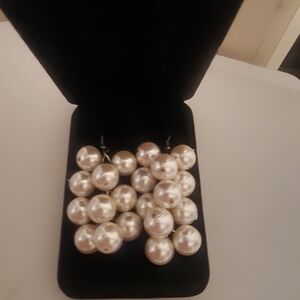 Vintage Faux Pearl Cluster Drop Earrings